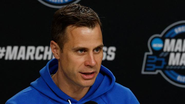 Mar 26, 2026; Washington, DC, USA; Duke Blue Devils head coach Jon Scheyer speaks with the media during a press conference ahead of the east regional of the men's 2026 NCAA Tournament at Capital One Arena. Mandatory Credit: Geoff Burke-Imagn Images Mar 26, 2026; Washington, DC, USA; Duke Blue Devils head coach Jon Scheyer speaks with the media during a press conference ahead of the east regional of the men's 2026 NCAA Tournament at Capital One Arena. Mandatory Credit: Geoff Burke-Imagn Images