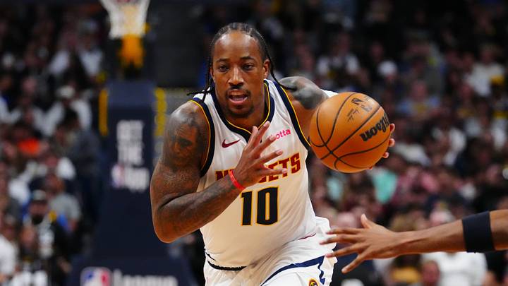 Oct 11, 2026; Denver, Colorado, USA; Denver Nuggets guard/forward DeMar DeRozan (10) controls the ball in the second quarter against the Chicago Bulls at Ball Arena. Mandatory Credit: Ron Chenoy-Imagn Images Oct 11, 2026; Denver, Colorado, USA; Denver Nuggets guard/forward DeMar DeRozan (10) controls the ball in the second quarter against the Chicago Bulls at Ball Arena. Mandatory Credit: Ron Chenoy-Imagn Images