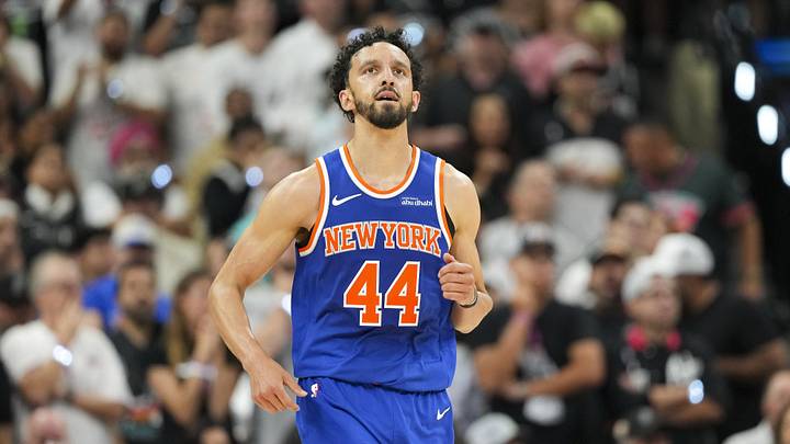 Jun 5, 2026; San Antonio, Texas, USA; New York Knicks guard Landry Shamet (44) runs back up court during the fourth quarter during game two of the 2026 NBA Finals at Frost Bank Center. Mandatory Credit: Scott Wachter-Imagn Images Jun 5, 2026; San Antonio, Texas, USA; New York Knicks guard Landry Shamet (44) runs back up court during the fourth quarter during game two of the 2026 NBA Finals at Frost Bank Center. Mandatory Credit: Scott Wachter-Imagn Images