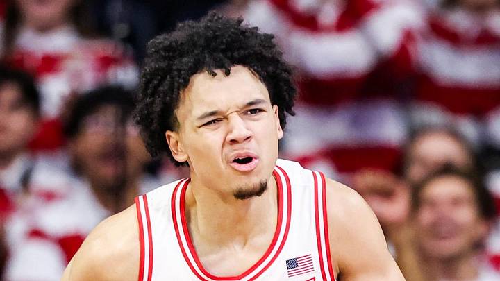 Arizona Wildcats guard Brayden Burries (5) reacts during the first half of the game against the Kansas State Wildcats at McKale Memorial Center on January 7, 2026. 