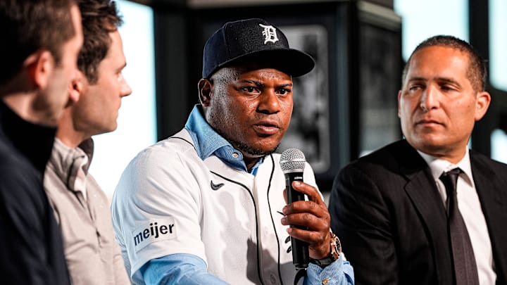 Detroit Tigers pitcher Framber Valdez at introductory press conference