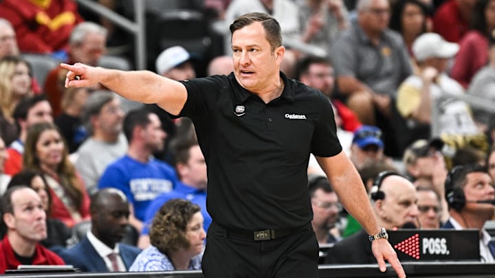 Mar 22, 2026; St. Louis, MO, USA; Iowa State Cyclones head coach T.J. Otzelberger calls a play during the second half against the Kentucky Wildcats during a second round game of the men's 2026 NCAA Tournament at Enterprise Center. 