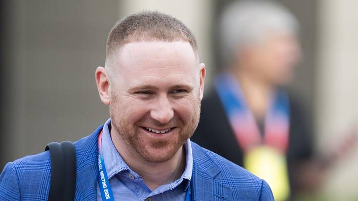 Mar 31, 2026; Phoenix, AZ, USA; Buffalo Bills head coach Joe Brady during the 2026 NFL Annual League Meeting at the Arizona Biltmore. Mandatory Credit: Mark J. Rebilas-Imagn Images