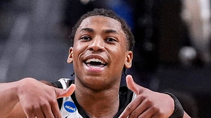 Michigan State guard Jeremy Fears Jr. (1) celebrates 77-69 win over Louisville at the NCAA Tournament Second Round at KeyBank Center in Buffalo on Saturday, March 21, 2026. Michigan State guard Jeremy Fears Jr. (1) celebrates 77-69 win over Louisville at the NCAA Tournament Second Round at KeyBank Center in Buffalo on Saturday, March 21, 2026.