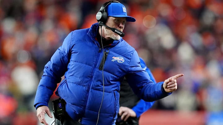 Buffalo Bills head coach Sean McDermott during overtime of an AFC Divisional Round playoff game against the Denver Broncos.