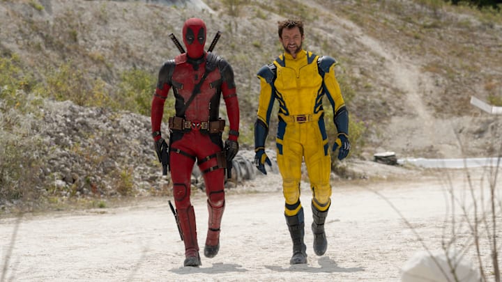 (L-R): Ryan Reynolds as Deadpool/Wade Wilson and Hugh Jackman as Wolverine/Logan 20th Century Studios/Marvel Studios' DEADPOOL & WOLVERINE. Photo by Jay Maidment. © 2024 20th Century Studios / © and ™ 2024 MARVEL.
