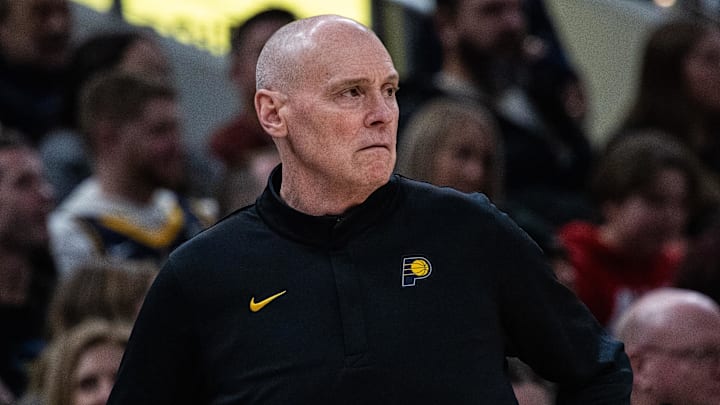 Indiana Pacers head coach Rick Carlisle in the first half against the Miami Heat at Gainbridge Fieldhouse.
