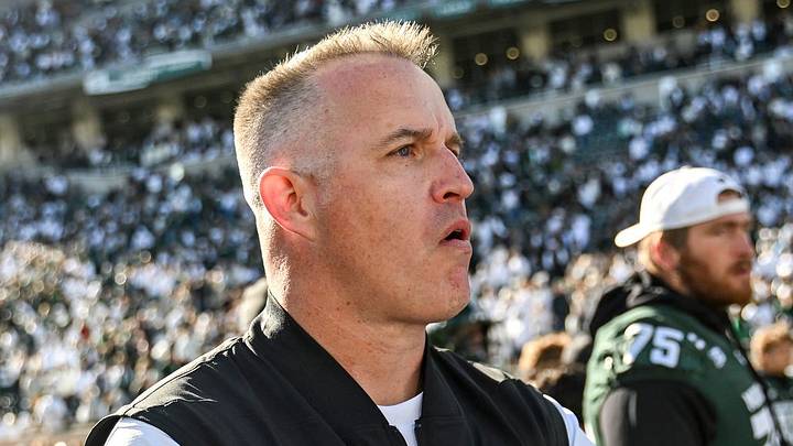 Michigan State’s head coach Pat Fitzgerald, right, leaves the field after shaking hands with Northwestern’s head coach David Braun, left, after the game on Saturday, Oct. 17, 2026, at Spartan Stadium in East Lansing. Michigan State’s head coach Pat Fitzgerald, right, leaves the field after shaking hands with Northwestern’s head coach David Braun, left, after the game on Saturday, Oct. 17, 2026, at Spartan Stadium in East Lansing.