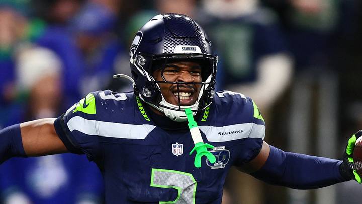 Jan 17, 2026; Seattle, WA, USA; Seattle Seahawks safety Nick Emmanwori (3) reacts after a fumble recovery against the San Francisco 49ers during the second half in an NFC Divisional Round game at Lumen Field. Mandatory Credit: Kevin Ng-Imagn Images Jan 17, 2026; Seattle, WA, USA; Seattle Seahawks safety Nick Emmanwori (3) reacts after a fumble recovery against the San Francisco 49ers during the second half in an NFC Divisional Round game at Lumen Field. Mandatory Credit: Kevin Ng-Imagn Images