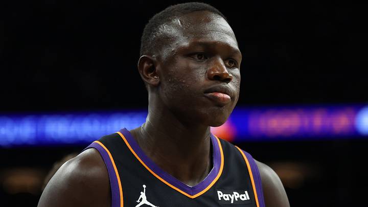Dec 23, 2025; Phoenix, Arizona, USA; Phoenix Suns center Khaman Maluach (10) against the Los Angeles Lakers at Mortgage Matchup Center. Mandatory Credit: Mark J. Rebilas-Imagn Images Dec 23, 2025; Phoenix, Arizona, USA; Phoenix Suns center Khaman Maluach (10) against the Los Angeles Lakers at Mortgage Matchup Center. Mandatory Credit: Mark J. Rebilas-Imagn Images