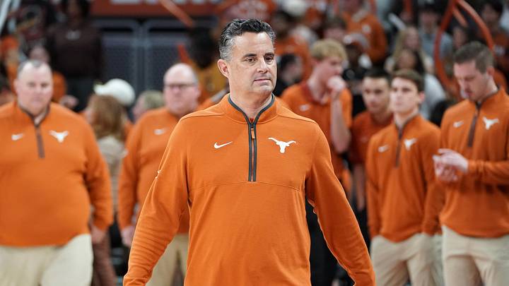 Texas Longhorns head coach Sean Miller enters the court before the game against the Texas A&M Aggies at Moody Center. Texas Longhorns head coach Sean Miller enters the court before the game against the Texas A&M Aggies at Moody Center.