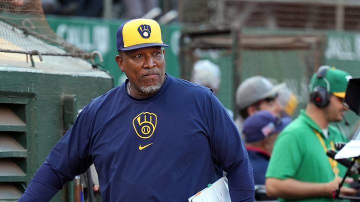 Aug 23, 2024; Oakland, California, USA; Milwaukee Brewers hitting coach Ozzie Timmons (43) before the game against the Oakland Athletics at Oakland-Alameda County Coliseum. Mandatory Credit: Darren Yamashita-USA TODAY Sports Aug 23, 2024; Oakland, California, USA; Milwaukee Brewers hitting coach Ozzie Timmons (43) before the game against the Oakland Athletics at Oakland-Alameda County Coliseum. Mandatory Credit: Darren Yamashita-USA TODAY Sports