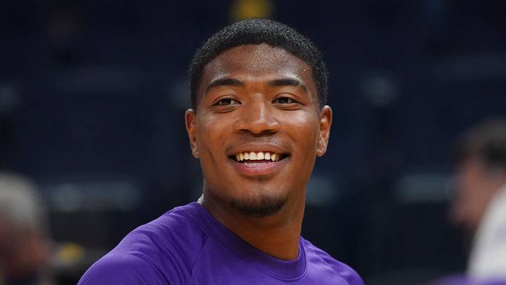 Oct 5, 2025; San Francisco, California, USA;  Los Angeles Lakers forward Rui Hachimura (28) warms up before the game against the Golden State Warriors at Chase Center. Mandatory Credit: David Gonzales-Imagn Images