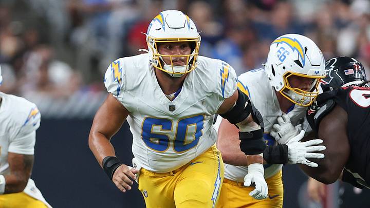 Aug 13, 2026; Houston, Texas, USA; Los Angeles Chargers center Jacob Spomer (60) in action during the game against the Houston Texans at Reliant Stadium. Mandatory Credit: Troy Taormina-Imagn Images Aug 13, 2026; Houston, Texas, USA; Los Angeles Chargers center Jacob Spomer (60) in action during the game against the Houston Texans at Reliant Stadium. Mandatory Credit: Troy Taormina-Imagn Images