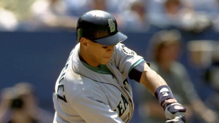 Seattle Mariners shortstop Alex Rodriguez in action against the Toronto Blue Jays at the Skydome during the 1996 season.