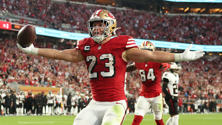 San Francisco 49ers running back Christian McCaffrey (23) San Francisco 49ers running back Christian McCaffrey (23)