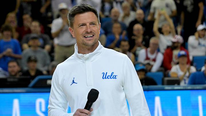 Jan 31, 2026; Los Angeles, California, USA; UCLA Bruins head football coach Bob Chesney is introduced during the basketball game against the Indiana Hoosiers at Pauley Pavilion presented by Wescom Financial. Mandatory Credit: Jayne Kamin-Oncea-Imagn Images Jan 31, 2026; Los Angeles, California, USA; UCLA Bruins head football coach Bob Chesney is introduced during the basketball game against the Indiana Hoosiers at Pauley Pavilion presented by Wescom Financial. Mandatory Credit: Jayne Kamin-Oncea-Imagn Images