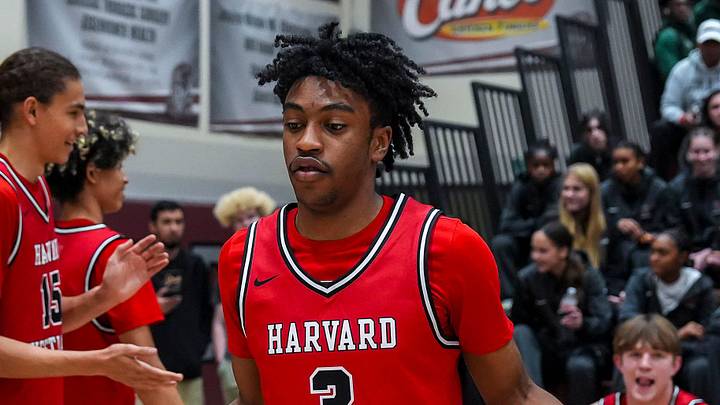 Harvard-Westlake's Amir Jones is announced with the starting lineup before their game in the Desert Holiday Classic in Rancho Mirage, Calif., Thursday, Dec. 26, 2024. Harvard-Westlake's Amir Jones is announced with the starting lineup before their game in the Desert Holiday Classic in Rancho Mirage, Calif., Thursday, Dec. 26, 2024.