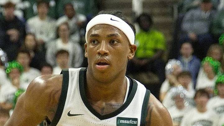 Michigan State guard Jeremy Fears Jr. (1) drives to the hoop during an exhibition against UConn at the Breslin Center on Tuesday, October 20, 2026 Michigan State guard Jeremy Fears Jr. (1) drives to the hoop during an exhibition against UConn at the Breslin Center on Tuesday, October 20, 2026