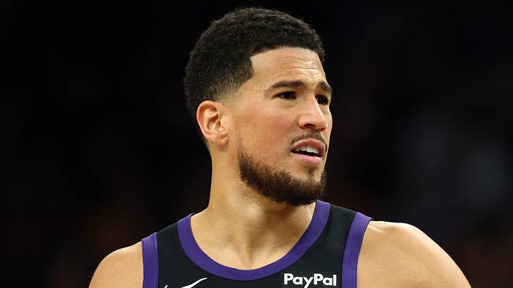 Apr 8, 2026; Phoenix, Arizona, USA; Phoenix Suns guard Devin Booker (1) against the Dallas Mavericks at Mortgage Matchup Center. Mandatory Credit: Mark J. Rebilas-Imagn Images Apr 8, 2026; Phoenix, Arizona, USA; Phoenix Suns guard Devin Booker (1) against the Dallas Mavericks at Mortgage Matchup Center. Mandatory Credit: Mark J. Rebilas-Imagn Images