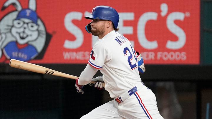 Texas Rangers left fielder Brandon Nimmo. Credit: Raymond Carlin III-Imagn Images Texas Rangers left fielder Brandon Nimmo. Credit: Raymond Carlin III-Imagn Images
