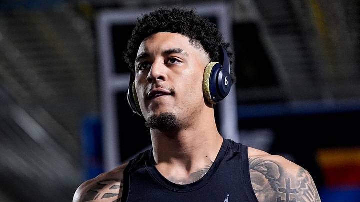 Michigan forward Yaxel Lendeborg (23) warms up before the Final Four game at Lucas Oil Stadium in Indianapolis on Saturday, April 4, 2026. Michigan forward Yaxel Lendeborg (23) warms up before the Final Four game at Lucas Oil Stadium in Indianapolis on Saturday, April 4, 2026.