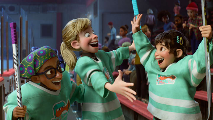 INSIDE OUT 2 - FOGHORN’S JOY – In Disney and Pixar’s “Inside Out 2,” newly minted teenager Riley (voice of Kensington Tallman), her besties Bree (voice of Sumayyah Nuriddin-Green) and Grace (voice of Grace Lu), and their hockey team the Foghorns win the championship. Directed by Kelsey Mann and produced by Mark Nielsen, “Inside Out 2” releases only in theaters June 14, 2024. © 2024 Disney/Pixar. All Rights Reserved.
