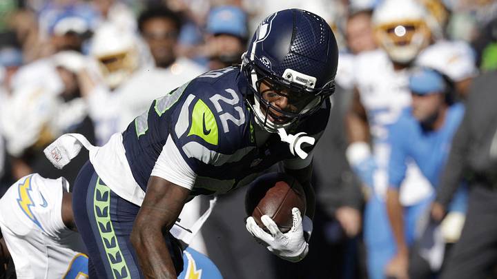 Oct 4, 2026; Seattle, Washington, USA; Seattle Seahawks wide receiver Rashid Shaheed (22) carries the ball against Los Angeles Chargers cornerback Cam Hart (20) during the second half at Lumen Field. Mandatory Credit: Joe Nicholson-Imagn Images Oct 4, 2026; Seattle, Washington, USA; Seattle Seahawks wide receiver Rashid Shaheed (22) carries the ball against Los Angeles Chargers cornerback Cam Hart (20) during the second half at Lumen Field. Mandatory Credit: Joe Nicholson-Imagn Images