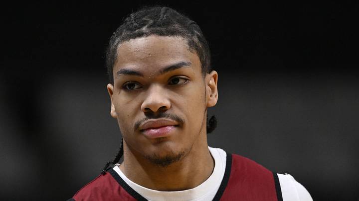 Arkansas Razorbacks guard Darius Acuff Jr. (5) looks on during a practice session ahead of the west regional of the men's 2026 NCAA Tournament at SAP Center on March 25, 2026. Arkansas Razorbacks guard Darius Acuff Jr. (5) looks on during a practice session ahead of the west regional of the men's 2026 NCAA Tournament at SAP Center on March 25, 2026.
