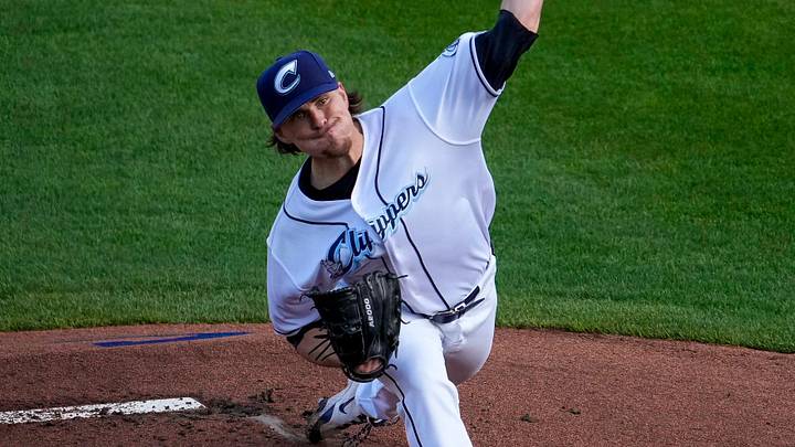 Columbus Clippers Will Dion (23) pitches the ball during the game against the St. Paul Saints at Huntington Park on Tuesday, April 1, 2025 in Columbus, Ohio.