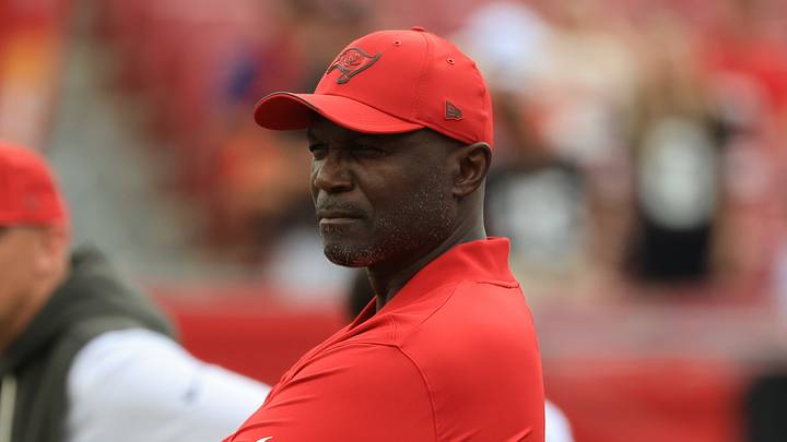 Tampa Bay Buccaneers head coach Todd Bowles looks on prior to the game against the Cleveland Browns at Raymond James Stadium.  
