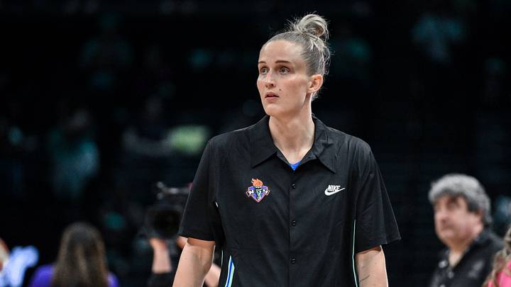 May 27, 2026; Brooklyn, New York, USA; New York Liberty forward Leonie Fiebich (13) warms up before a game against the Phoenix Mercury at Barclays Center. Mandatory Credit: John Jones-Imagn Images