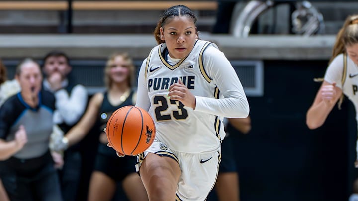 Purdue Junior Kiki Smith (23) leads the break during the NCAA women’s basketball game between 