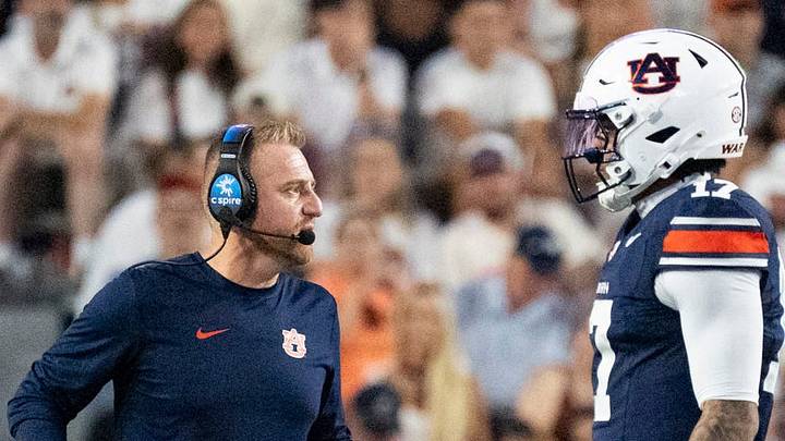 Auburn Tigers head coach Alex Golesh as Auburn Tigers take on Southern Miss Golden Eagles at Jordan-Hare Stadium in Auburn, Ala. on Saturday, Sept. 12, 2026. Auburn Tigers defeated Southern Miss Golden Eagles 43-8.