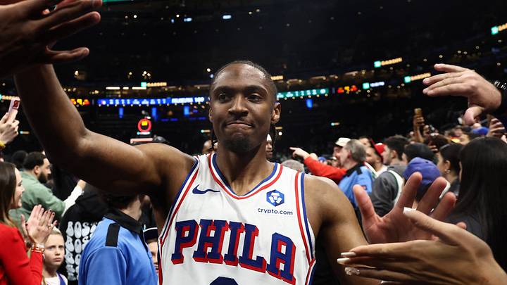 Philadelphia 76ers guard Tyrese Maxey (0) is congratulated by fans as he leaves the court after their win over the Boston Celtics in game seven of the first round of the 2026 NBA Playoffs at TD Garden. Mandatory Credit: Winslow Townson-Imagn Images Philadelphia 76ers guard Tyrese Maxey (0) is congratulated by fans as he leaves the court after their win over the Boston Celtics in game seven of the first round of the 2026 NBA Playoffs at TD Garden. Mandatory Credit: Winslow Townson-Imagn Images