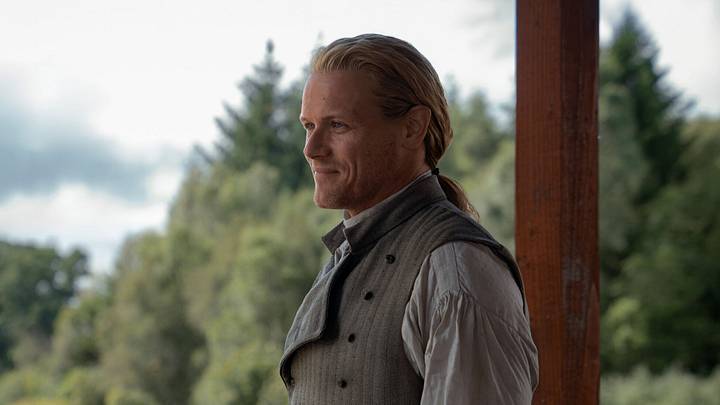 Sam Heughan (“Jamie Fraser”) in Outlander season 8 episode 10.