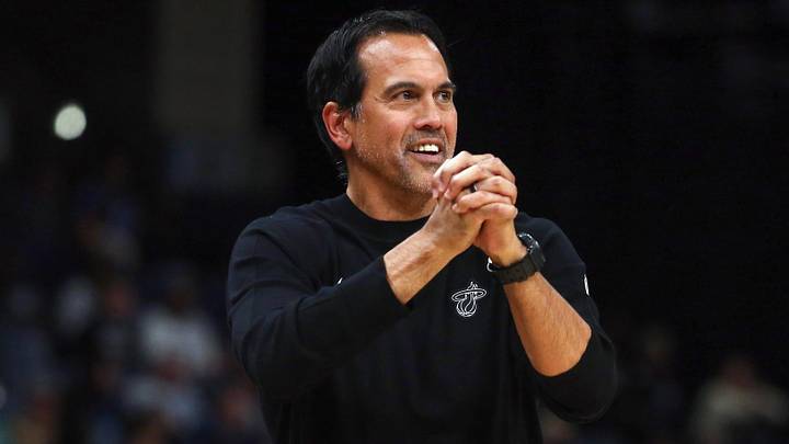 Miami Heat head coach Erik Spoelstra reacts  (Mandatory Credit: Petre Thomas-Imagn Images)