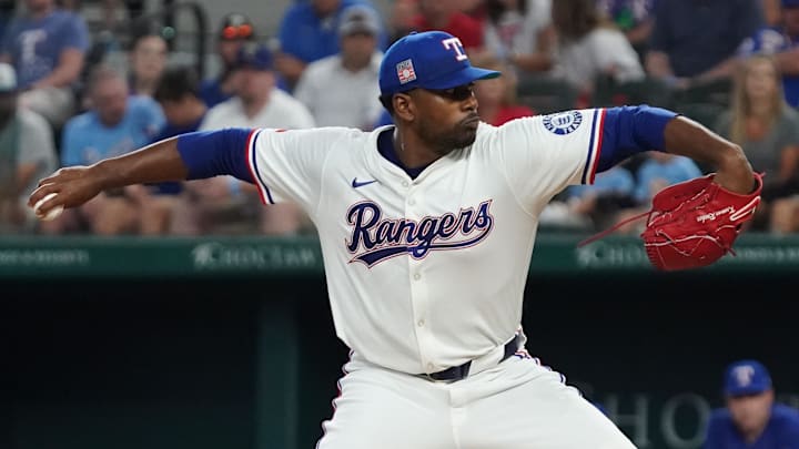Texas Rangers starting pitcher Kumar Rocker. Texas Rangers starting pitcher Kumar Rocker.