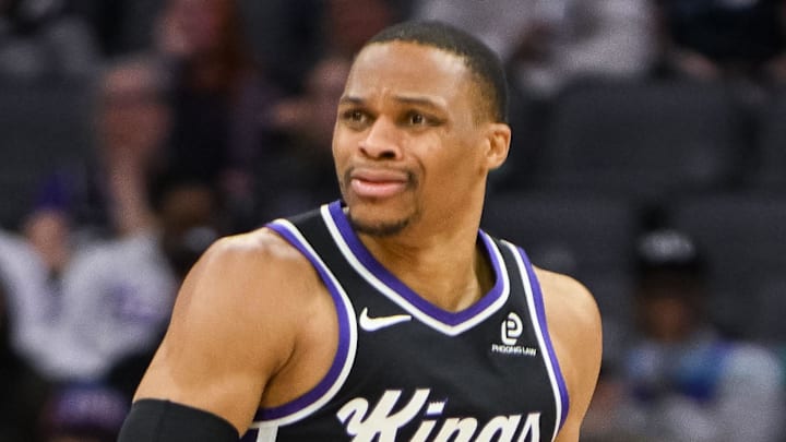 Feb 4, 2026; Sacramento, California, USA; 
Sacramento Kings guard Russell Westbrook (18) dribbles during the third quarter against the Memphis Grizzlies at Golden 1 Center. Mandatory Credit: Ed Szczepanski-Imagn Images