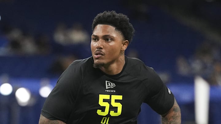 Feb 26, 2026; Indianapolis, IN, USA; Clemson defensive lineman TJ Parker (DL55) during the NFL Scouting Combine  at Lucas Oil Stadium. Mandatory Credit: Kirby Lee-Imagn Images