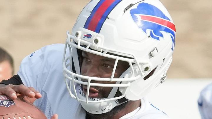 Bills defensive back Christian Benford pulls in a pass during position drills during day six of Buffalo Bills training camp at St. John Fisher University Thursday, August 5, 2026 in Pittsford. Bills defensive back Christian Benford pulls in a pass during position drills during day six of Buffalo Bills training camp at St. John Fisher University Thursday, August 5, 2026 in Pittsford.