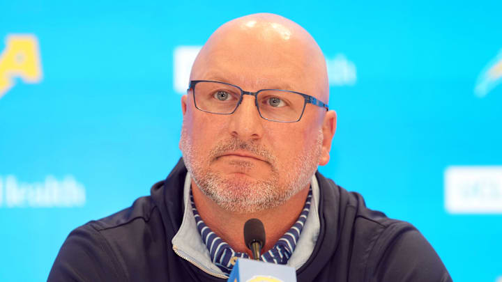 Jan 15, 2026; El Segundo, CA, USA; Los Angeles Chargers general manager Joe Hortiz at press conference at The Bolt. Mandatory Credit: Kirby Lee-Imagn Images Jan 15, 2026; El Segundo, CA, USA; Los Angeles Chargers general manager Joe Hortiz at press conference at The Bolt. Mandatory Credit: Kirby Lee-Imagn Images