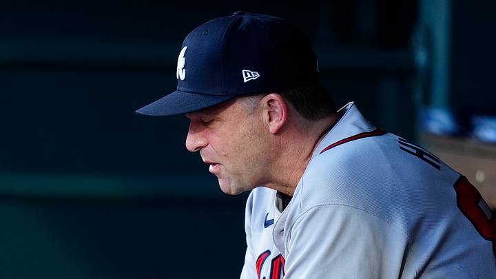 May 2, 2026; Denver, Colorado, USA; Atlanta Braves hitting coach Tim Hyers (80) on the bench during the first inning Colorado Rockies at Coors Field. Mandatory Credit: Ron Chenoy-Imagn Images May 2, 2026; Denver, Colorado, USA; Atlanta Braves hitting coach Tim Hyers (80) on the bench during the first inning Colorado Rockies at Coors Field. Mandatory Credit: Ron Chenoy-Imagn Images