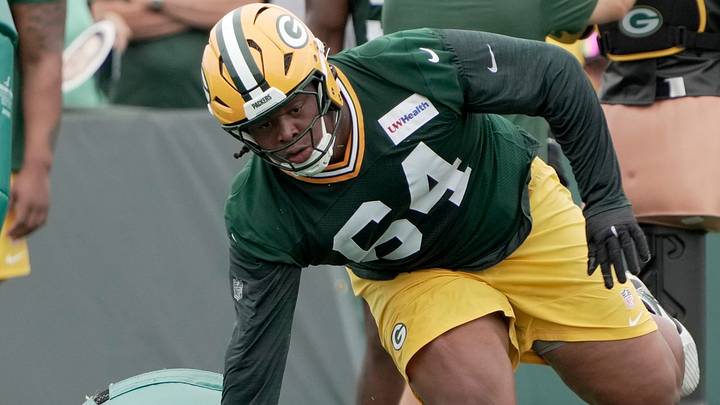 Green Bay Packers defensive tackle Jonathan Ford (64) is shown at training camp on Friday, July 31.