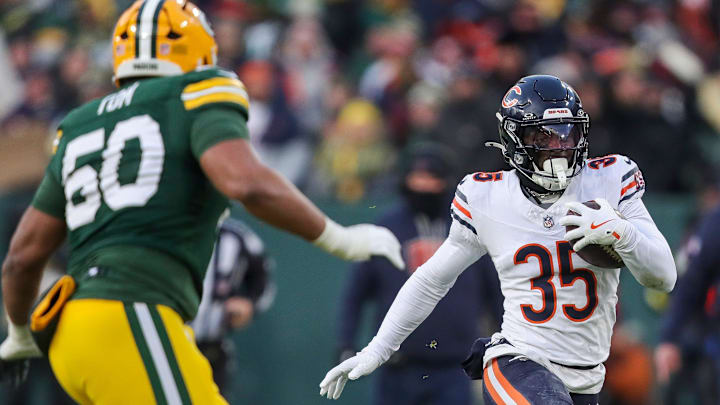 C.J. Gardner-Johnson returns an interceptions against the Green Bay Packers in Sunday's Bears loss. C.J. Gardner-Johnson returns an interceptions against the Green Bay Packers in Sunday's Bears loss.