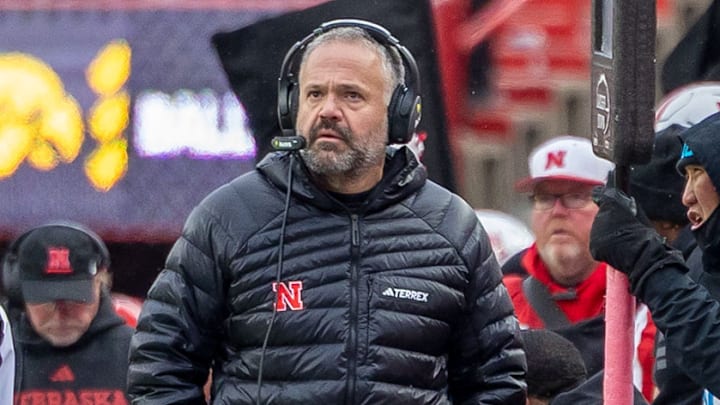 Nebraska coach Matt Rhule walks the sidelines during the Black Friday game against Iowa. Nebraska coach Matt Rhule walks the sidelines during the Black Friday game against Iowa.