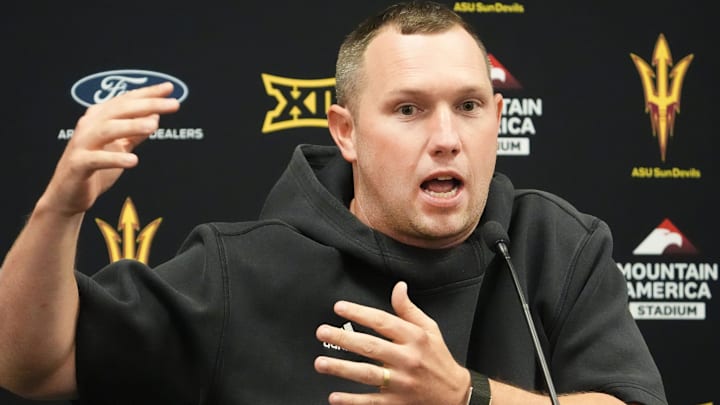 Arizona State head coach Kenny Dillingham holds a news conference on Oct. 27, 2025, in Tempe. Arizona State head coach Kenny Dillingham holds a news conference on Oct. 27, 2025, in Tempe.