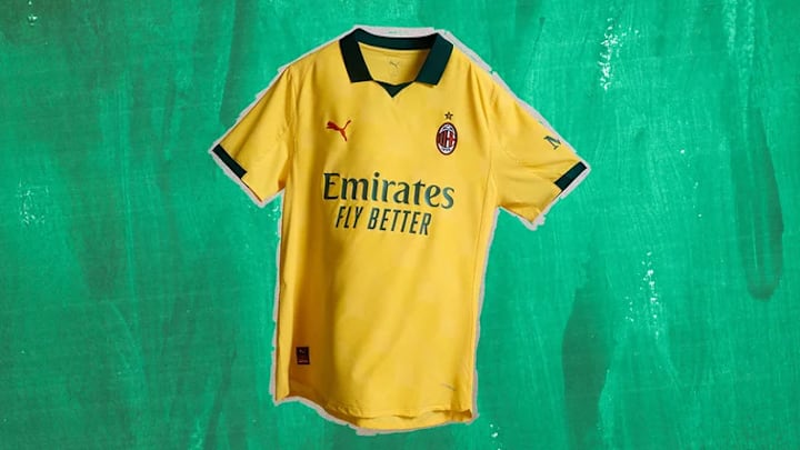 AC Milan's new third kit is yellow and green. AC Milan's new third kit is yellow and green.