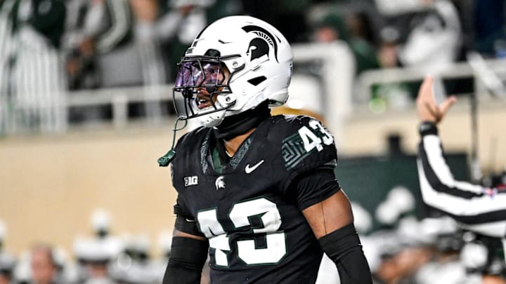 Michigan State's Malik Spencer reacts after a Boston College score during the second quarter on Saturday, Sept. 6, 2025, at Spartan Stadium in East Lansing. Michigan State's Malik Spencer reacts after a Boston College score during the second quarter on Saturday, Sept. 6, 2025, at Spartan Stadium in East Lansing.