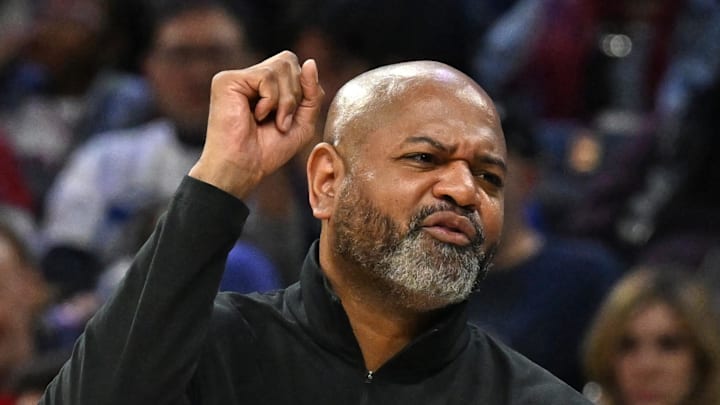 Detroit Pistons head coach J.B. Bickerstaff against the Philadelphia 76ers during the second half at Xfinity Mobile Arena on Apr 4, 2026.
